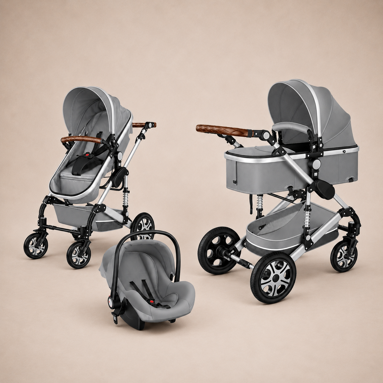 Combi Kinderwagen Set Grijs